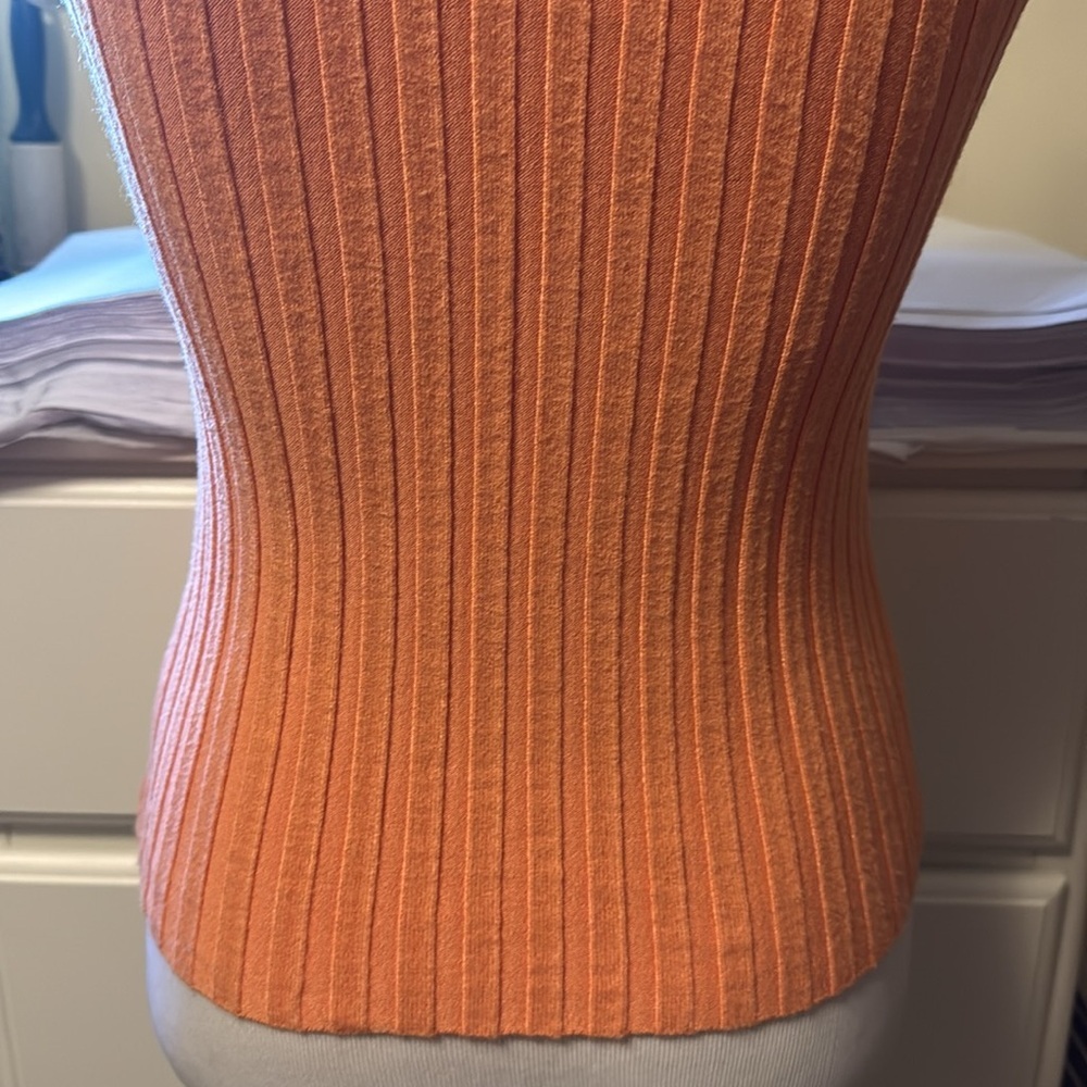 Orange Ribbed Sleeveless Top - Picture 5 of 8